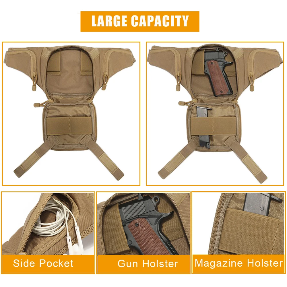 Sport Fanny Pack for Men Concealed Carry Waist Bag Hip Belt Outdoor Bumbag Waterproof Molle Pouch 5