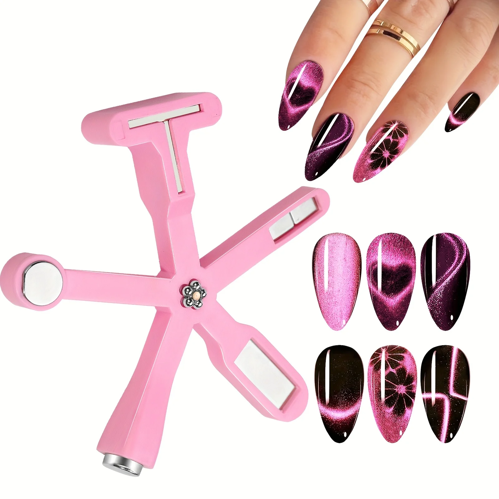 6in1 Nail Magnets Manicure Tools Pattern Cat Eye Effect Side Light Half Moon Daisy Flower French UV Attraction
