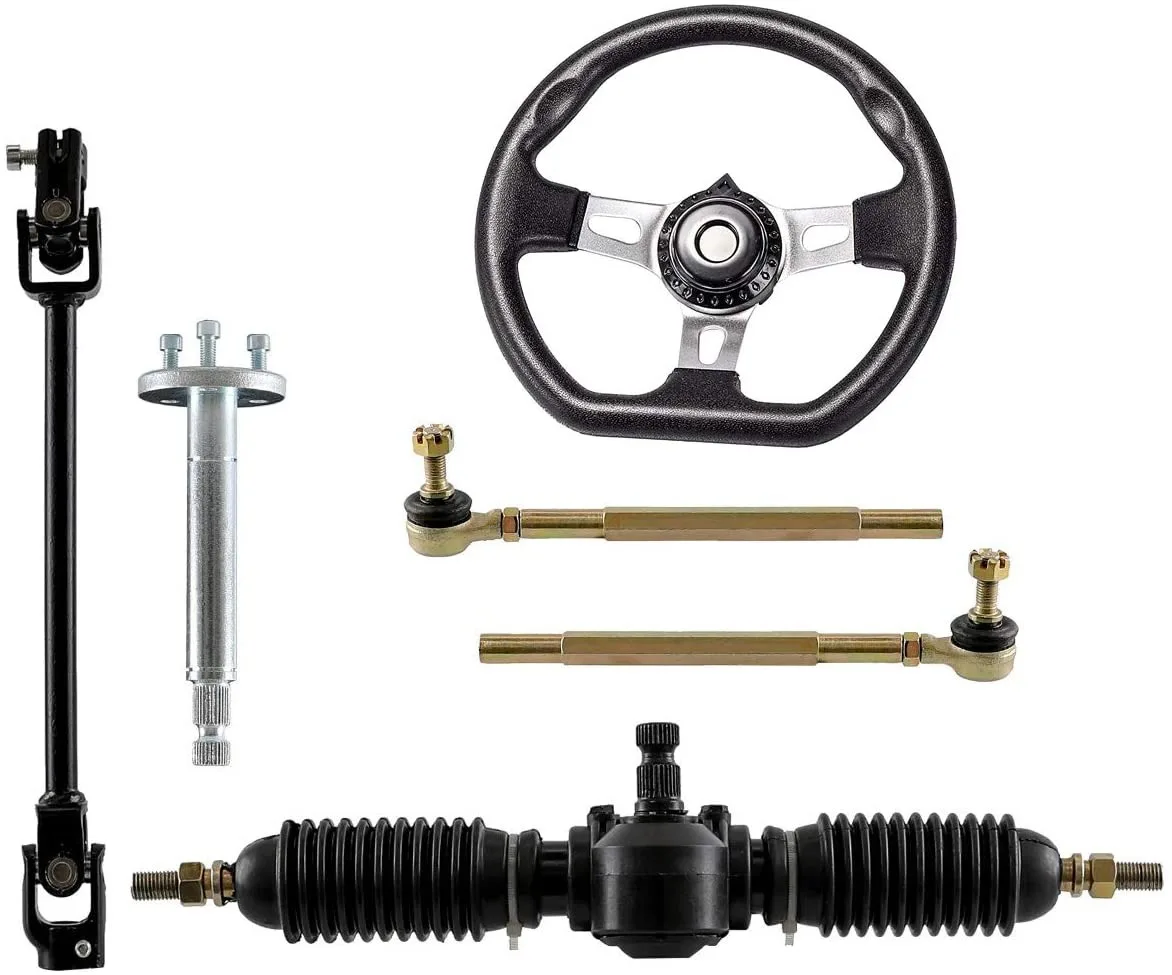 ATV Quad Go Kart Cart Steering Wheel Kit Tie Rod Gear Rack Shaft Pinion Assembly