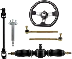ATV Quad Go Kart Cart Steering Wheel Kit Tie Rod Gear Rack Shaft Pinion Assembly