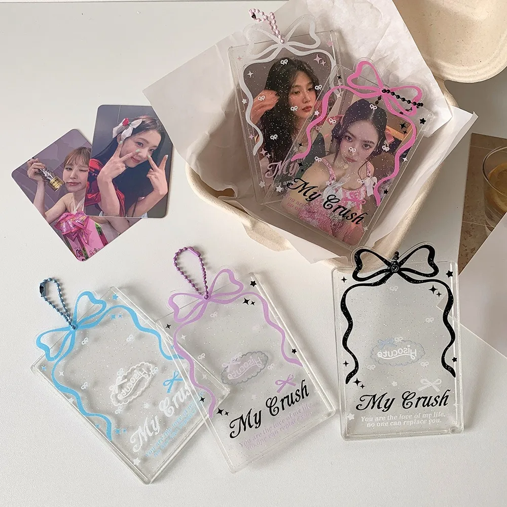 ID Card Protective Case Acrylic Photosicker Holder INS Style Bow Print Card Holder K-pop Idol Photocard Holder Case