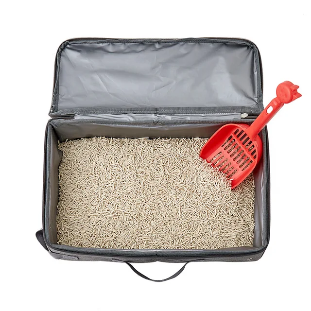 Foldable Cat Litter Box Outdoor Travel Car Portable Cat Mobile Toilet Kitten Bedpan Waterproof Cat Poop Basin With Side Mesh Bag 3