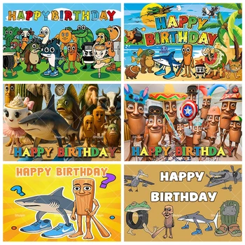 Fondali a tema italiano Brainrot Tung Tung Sahur Decorazione per feste di compleanno per bambini Banner Forniture Regali per ragazzi Sfondo fotografico 1