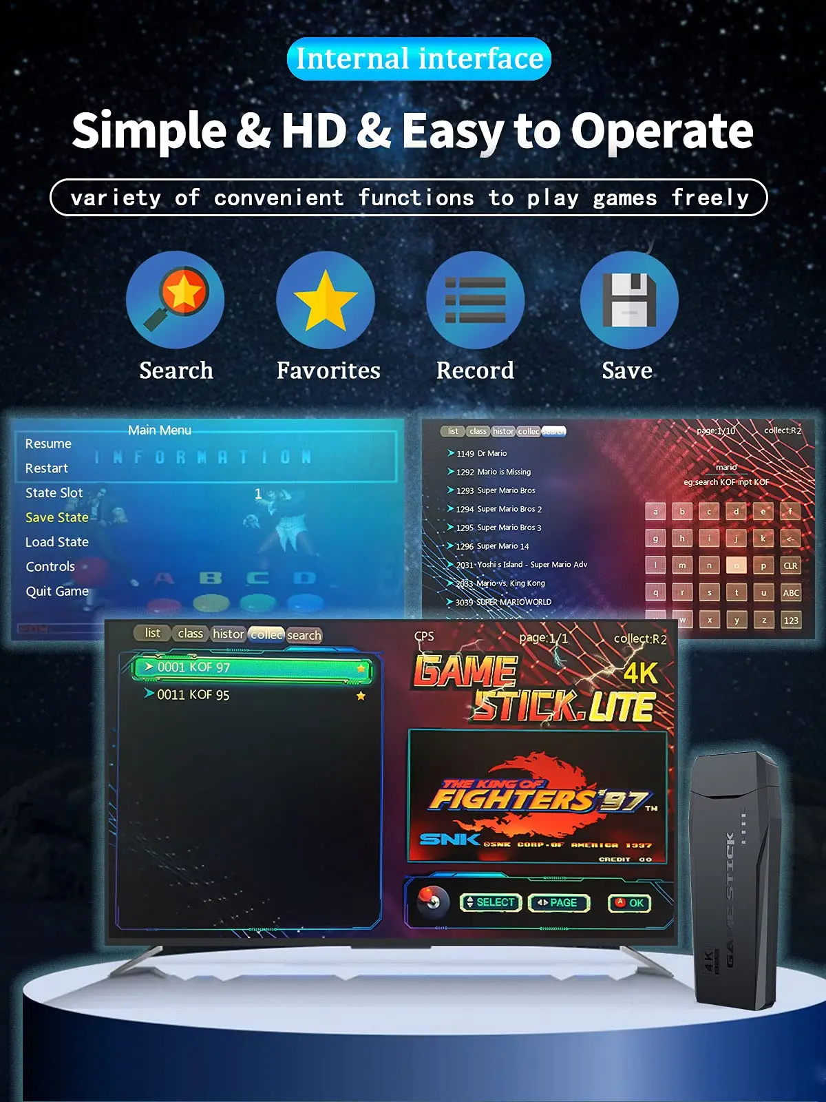64G Game Stick Lite 4K Built-In 10000 Game Retro Console PS1 GBA Wireless Controller Gba KID Xmas Gift video game console video game stick