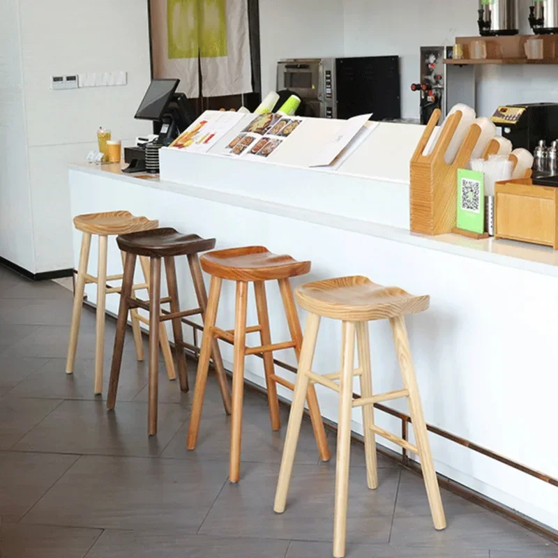 Bar Chairs Nordic Modern Log Bar Chair Solid Wood Stool