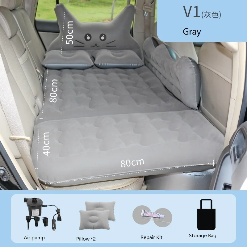 Inflatable Mattress Car Travel Bed Automatic Inflatable Flocking Cloth Camp Bed Car Camping Accessories Air Mattress Folding
