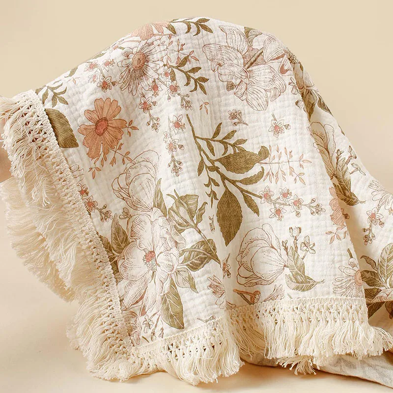 Mantas para bebé con estampado de oso, muselina de algodón para recién nacidos, manta para envolver, ropa de cama para bebés, niñas y niños, manta para dormir, accesorios para bebés_voghion.com