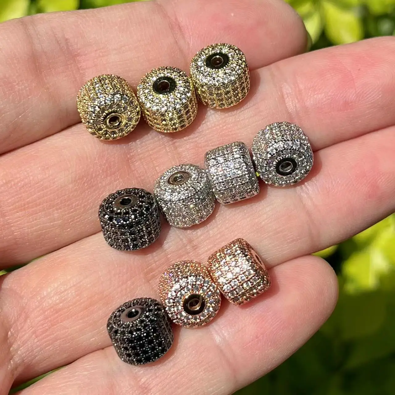 

5Pcs/Lot Wheel Spacers Zirconia Paved Beads 9.2x7.2mm Jewelry Findings Hand Making Accessories