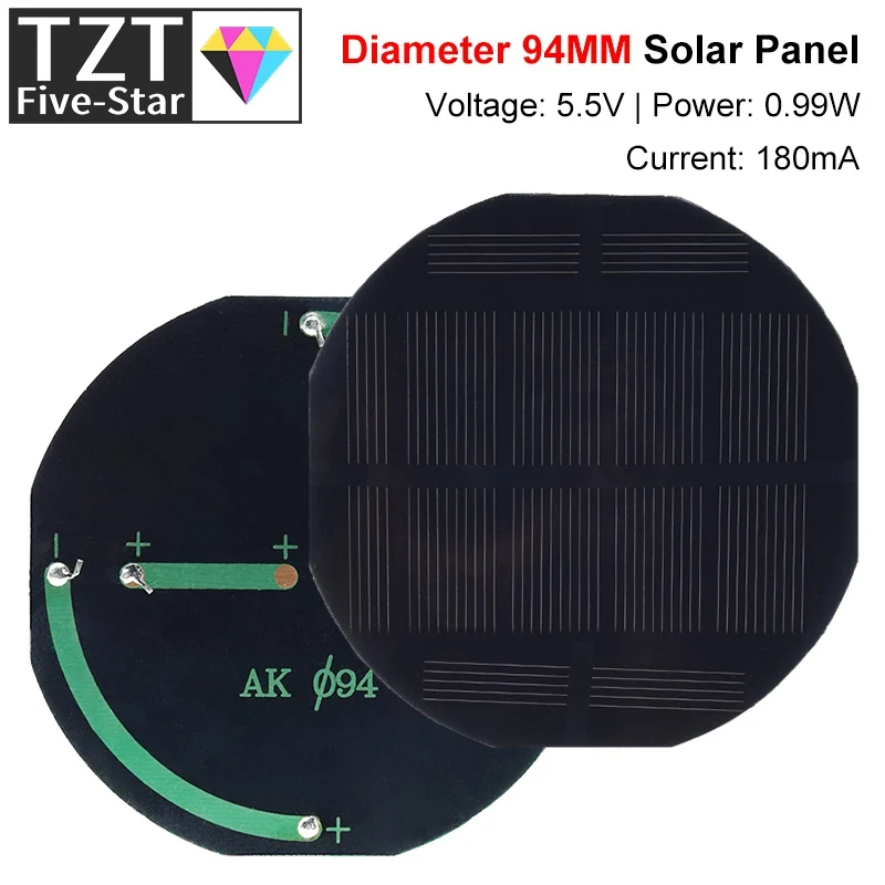 TZT 1/3PCS 5,5V 180mA Solar Panel Polykristalline 90*90MM 0,99W Mini Sunpower Solar system DIY für Batterie Handy Ladegerät