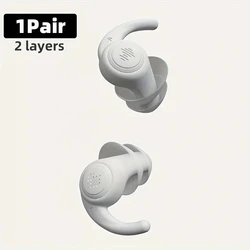 Soft Silicone Noise-Canceling Reusable Earplugs for Concerts, Sleep, and Swimming (White 2 Layers)