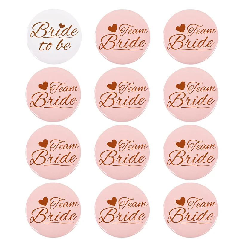 12/1pcs Bride to be Team Bride Badge for Wedding Bridal Shower Decoration Bridesmaids Gift Bachelorette Party Hen Night Supplies