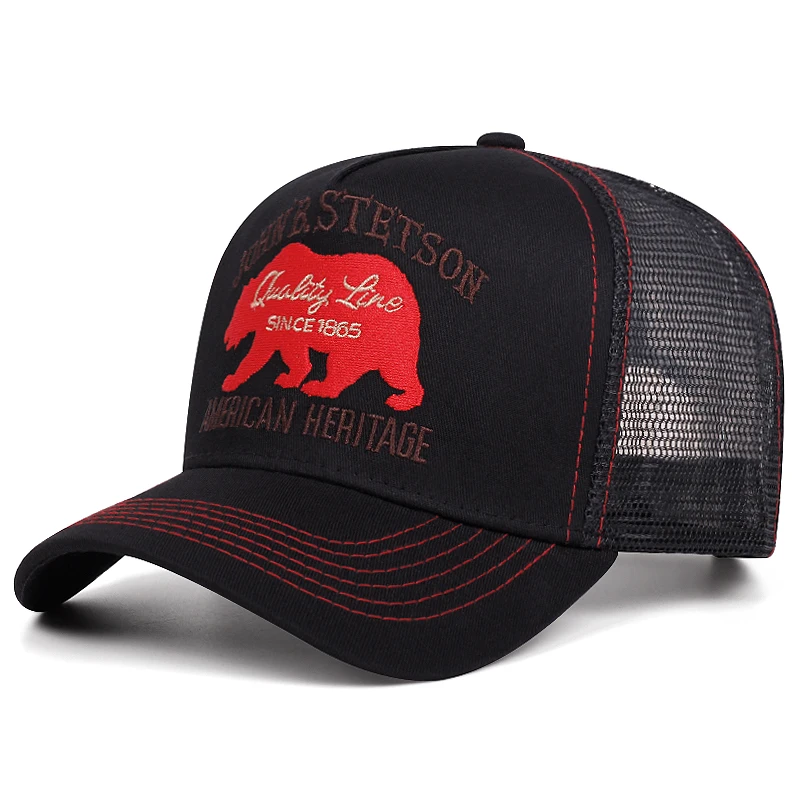 2025 personalisierte neue Baseballmütze STETSON Red Bear Truck Hat Outdoor Sports Sonnenschutzhut Tägliche Freizeitkleidung Atmungsaktive Mesh-Mütze – Detail 3