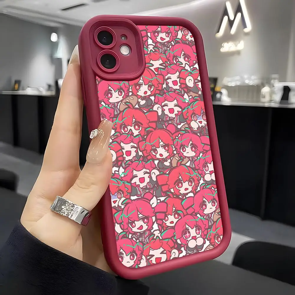 Wine Red Soft Silicone Phone Case Featuring K-Kasane Teto Design