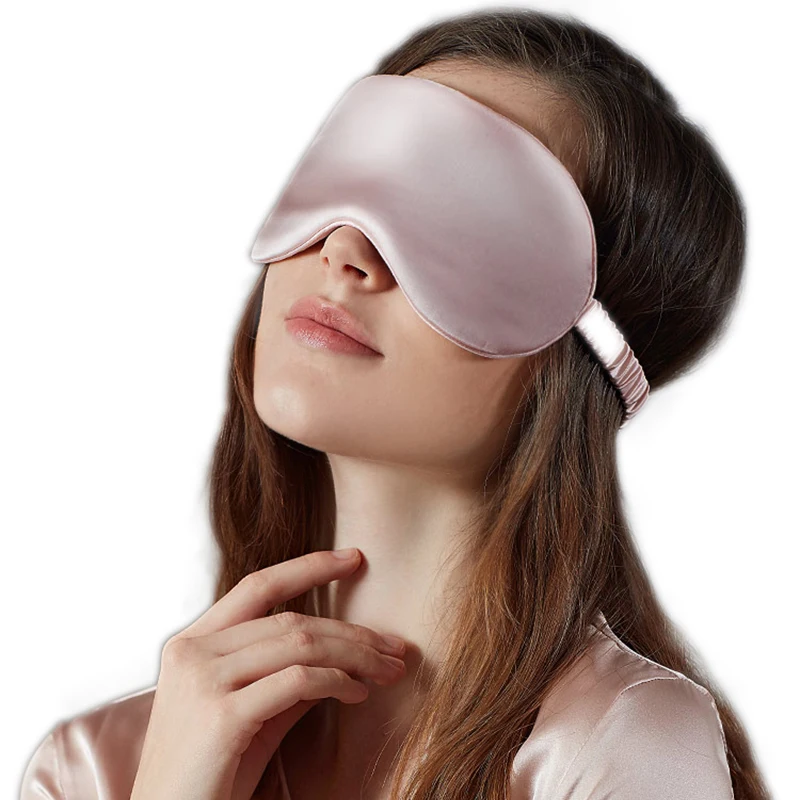 100 Natural Silk Sleeping Eye Mask Double sided Pink Black 3D Cover