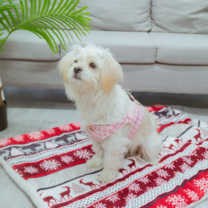 Christmas Dog Pad Thick Flannel Warm Blanket Leopard Print Blanket Dog Pad Camel Foot Thick Cage Pet Beds