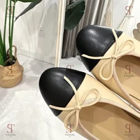 Women's Ballet Flats Shoes Plus Size EU 34-43 | Genuine Cow Leather Round Toe, Butterfly Decor Shallow Cut Comfortable Flats - H 2