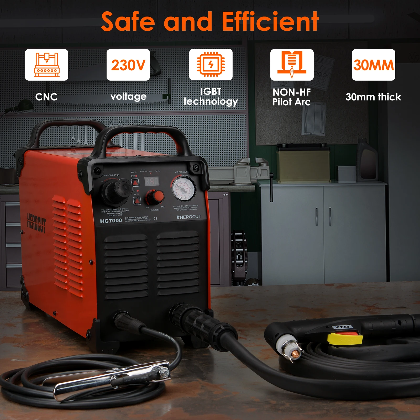 CNC Pilot Arc Plasma Cutter HeroCut HC7000 Non HF Blow Back 220V High Quality Plasma Cutting Machine 25mm Clean Cut 2