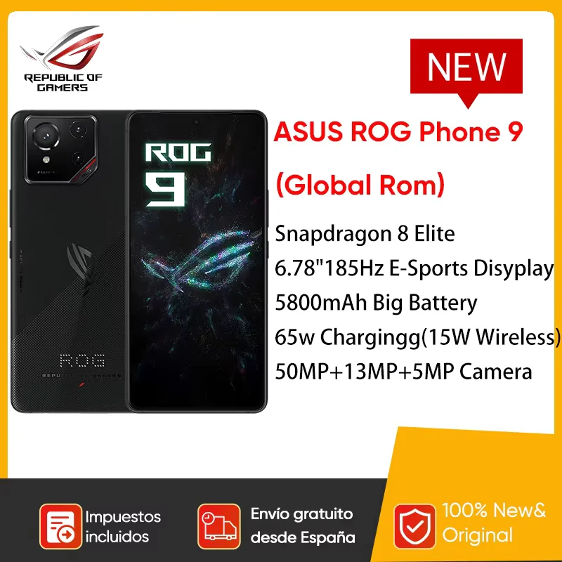 100% Original ASUS ROG Phone 9 5G Smartphone Snapdragon 8 Elite 6.78" 185Hz Display 5800mAh 65W Charging Android 15 Global Rom 1