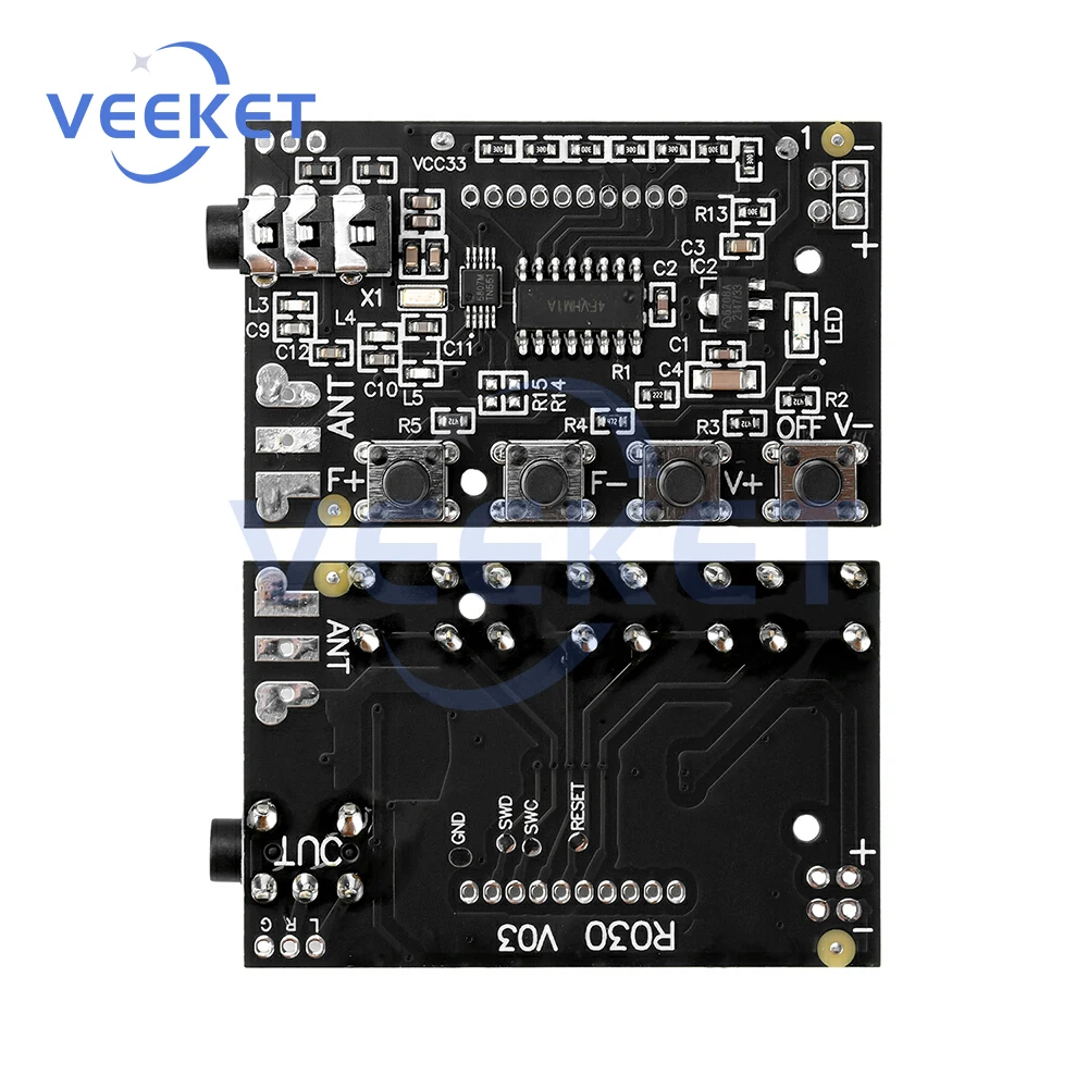 Transmisor FM de 12V 76-108MHz 1W 5W Modulación de frecuencia estéreo Transmisor de transmisión con Jack audible de 3,5 mm máximo 10 km