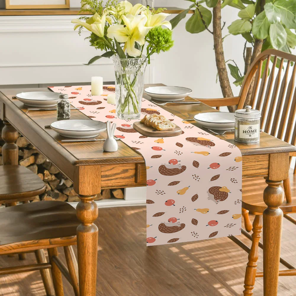 

Colorful mushroom table flag Palace check Kitten Sun table Runner Home Kitchen Living Room Holiday party table decoration