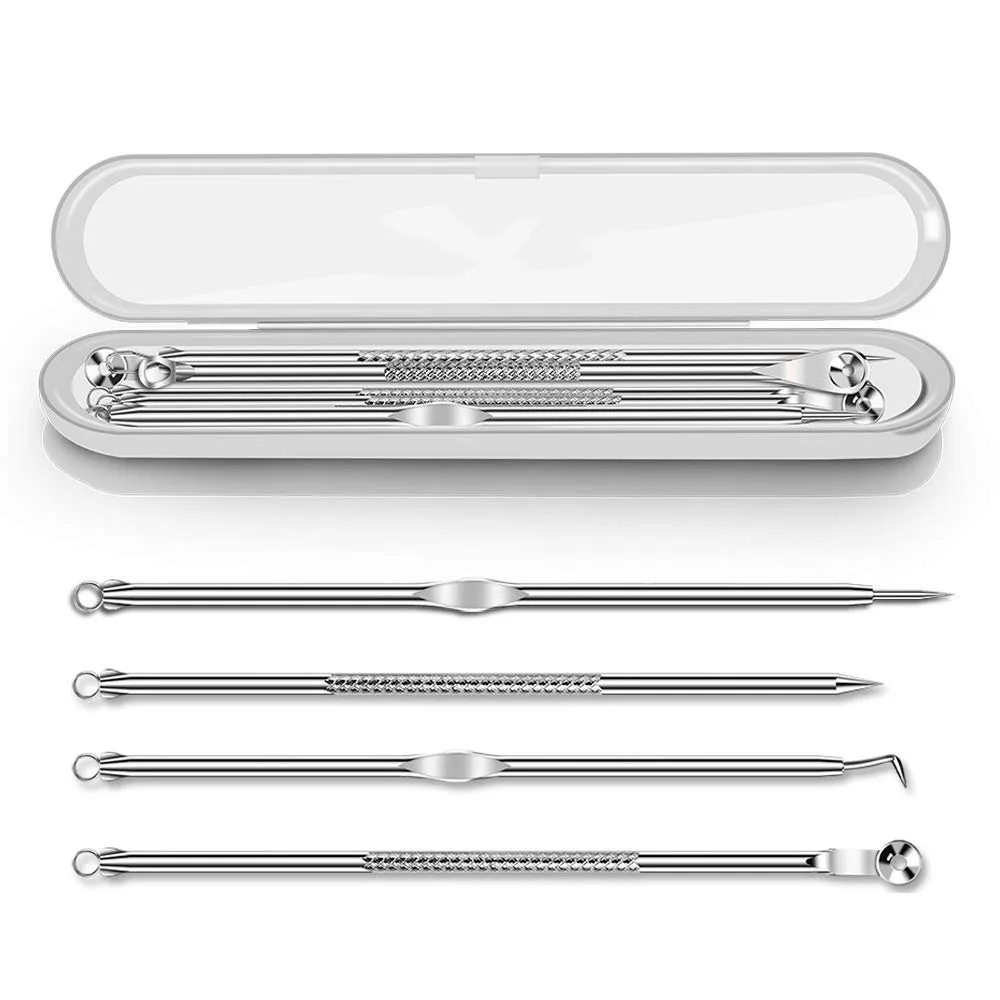Dighealth 4PCS Stainless Steel Blackhead Remover Extraction Pimple Comedone Acne Extractor Whitehead Blemish Popper Kit