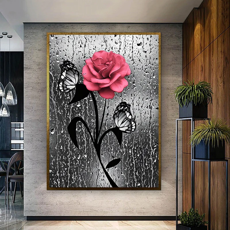 

Red Rose Flower Posters and Prints Canvas Wall Art Mural Pictures Modern Home Decoration Painting for Living Room Decor Gifts