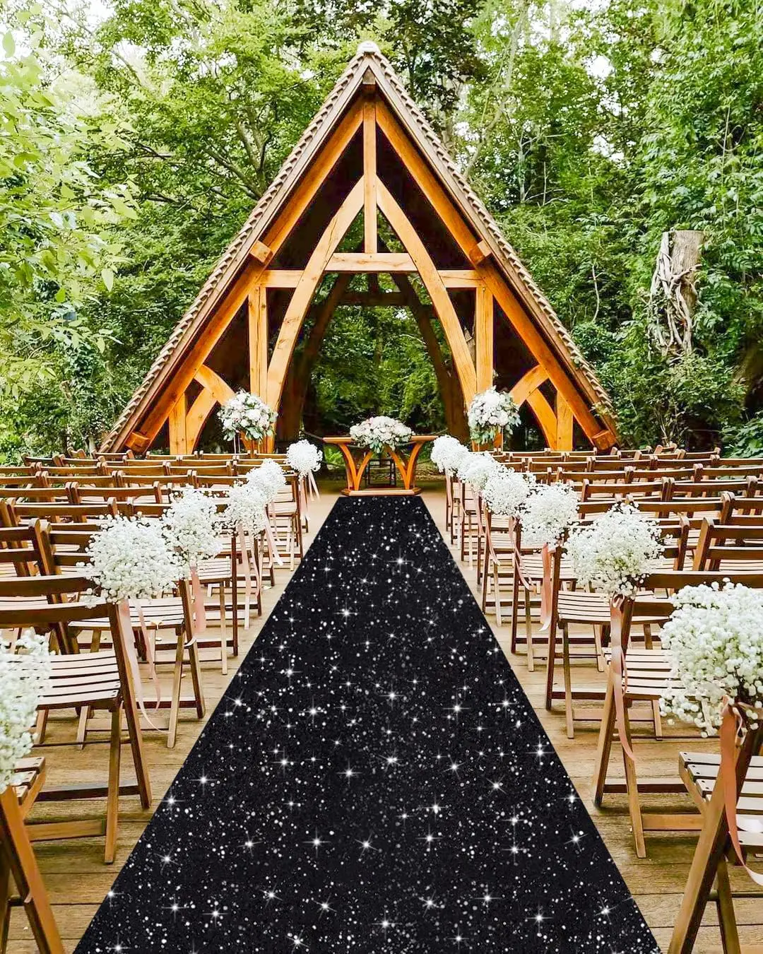 Aisle Runners for Weddings Sequin Aisle Runner Black Runner Rug 2Pcs-2x15FT Glitter Carpet for Party Sparkling Wedd