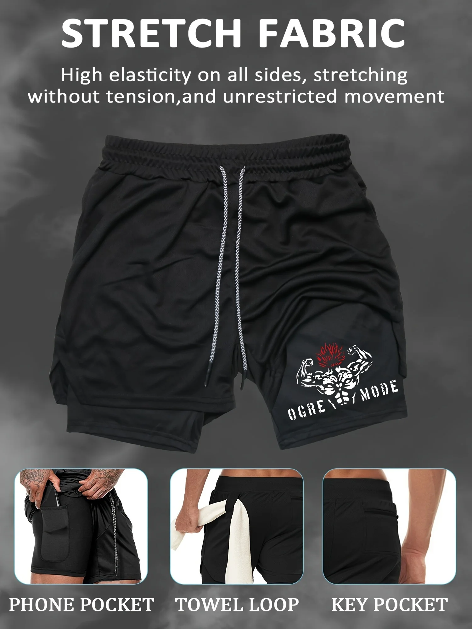 Fiji Flag Men's 2-in-1 Workout Shorts – Running, Gym & Athletic Sport Pants With Hidden Pocket