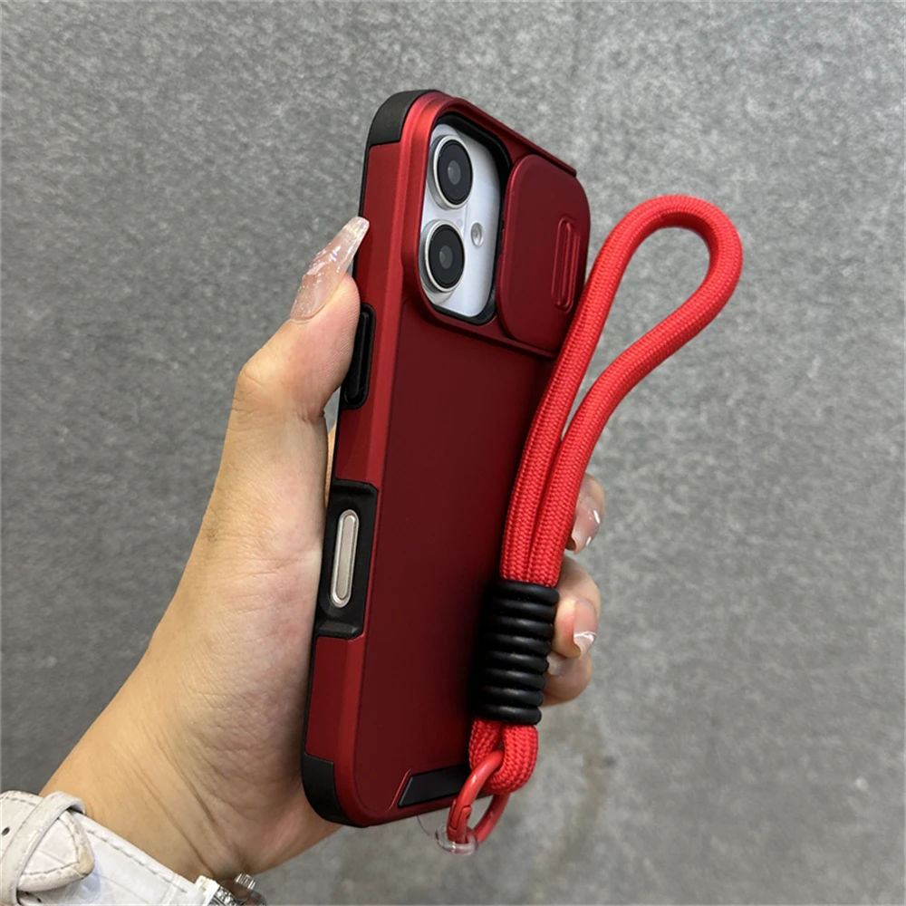Shockproof Slide Camera Lens Protection Case with Wrist Strap and Hand Lanyard