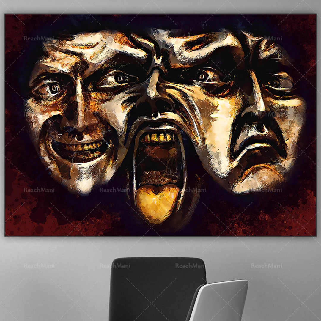 Theater Mask Prints Canvas Prints, Comedy and Tragedy Theater Masks  Abstract Paintings, Theater Wall Decor Posters, Actor Gifts - AliExpress