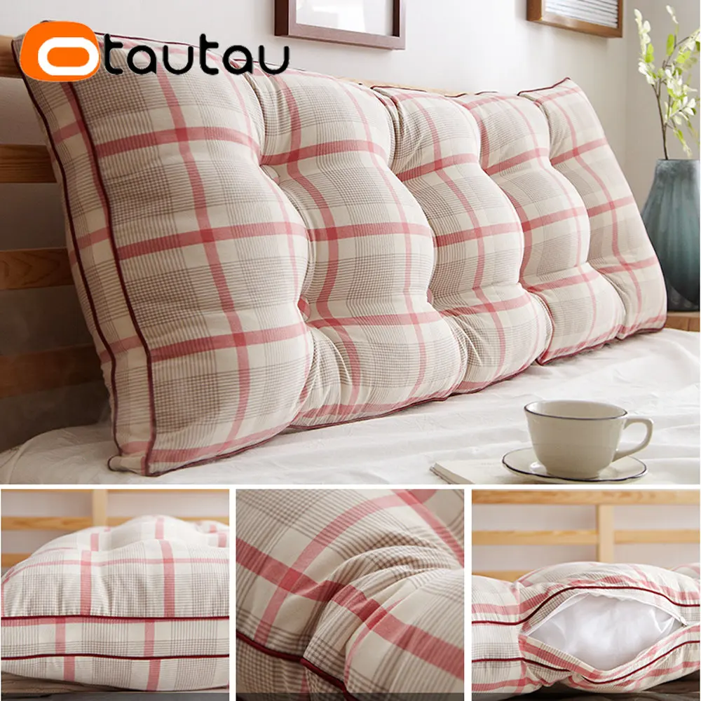 OTAUTAU 100% 순수 코튼 침대 쿠션(필링 헤드보드 시트 백 쿠션 등받이 롱 바디 베개 홈 장식 세탁 가능)