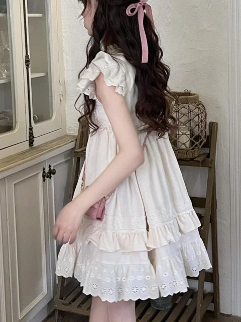 Embrace your sweet and kawaii side with the Summer Lolita Kawaii Mini Dress
