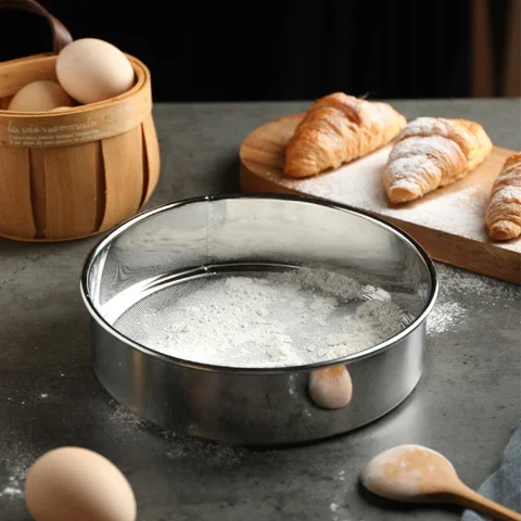 

Kitchen Fine Mesh Flour Sieve Filter Colander Stainless Steel Sifter Sieve Strainer Leaking Sieve Kitchen Cake Baking Sifters