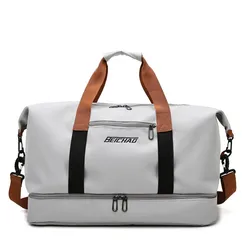 Large - Capacity Portable Fitness Travel Bag with Dry - Wet Separation (Grey)