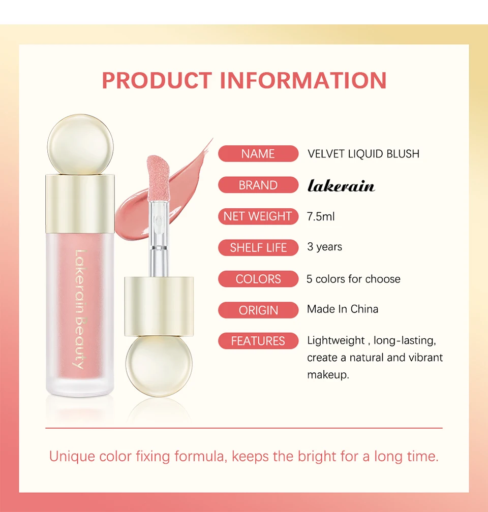 Description Picture 3 of itemMatte Liquid Blush 7.5ml Velvet Blusher Orange Peach Face Pigment Lasting Beauty Natural Cheek Tint Cream Waterproof Blush