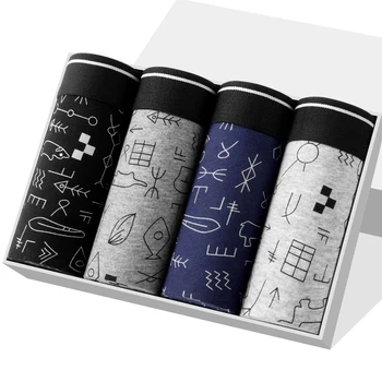 4Pcs Boxer Shorts Men's Underwear Sexy Panties Cotton Boxers Print Underpants Male Shorts U Convex Lingerie Plus Size 6XL 1