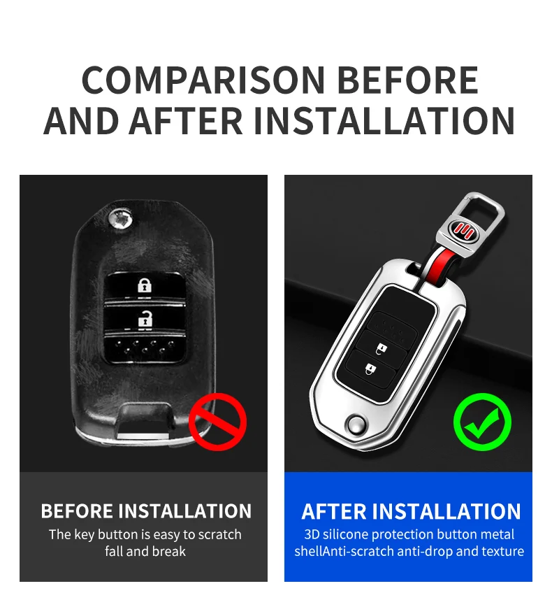 Custodia per chiave a distanza per auto in metallo Shell Fob per Honda Civic CRV CR-V HRV Accord Crider Odyssey Fit Pilot Protector Bag accessori - Sc6371f438f66499099f4b5ed7895bc98N