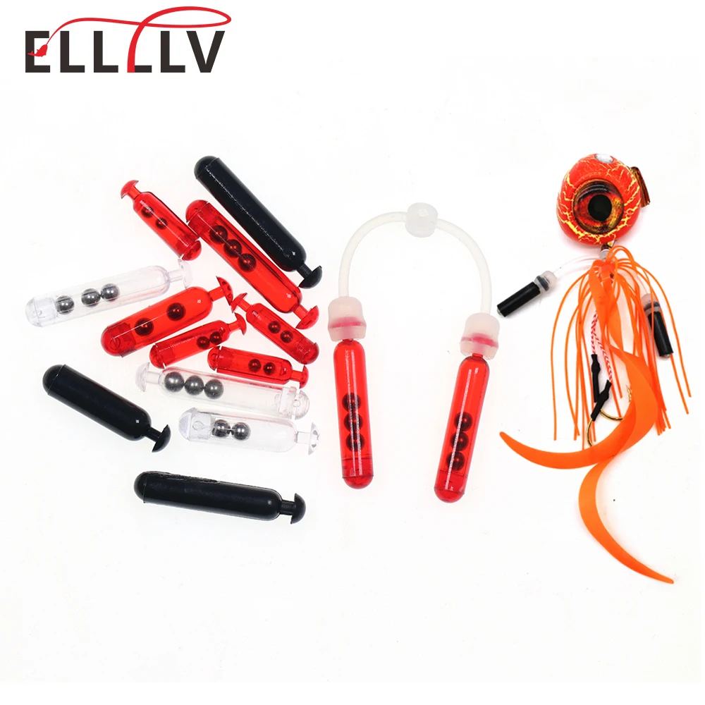 Ellllv Fishing Jig Skirt Rattles Kit Plastic Sound Tube & Connection