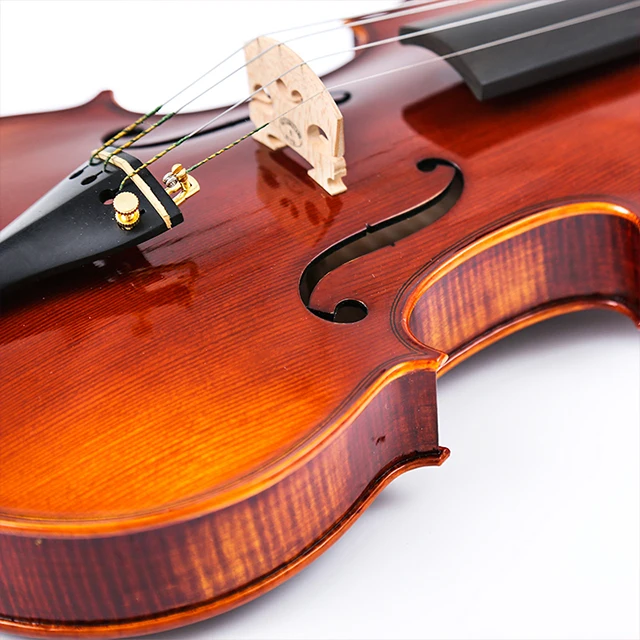 Oil Varnish Spruce Top Natural Flame Handmade Violin With Professional Setting Up And Nice Sound For Players