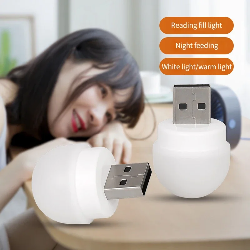 

Portable LED Mini Night Light USB Plug Lamp Computer Mobile Power Charging Small Book Lamp Eye Protection Reading Light