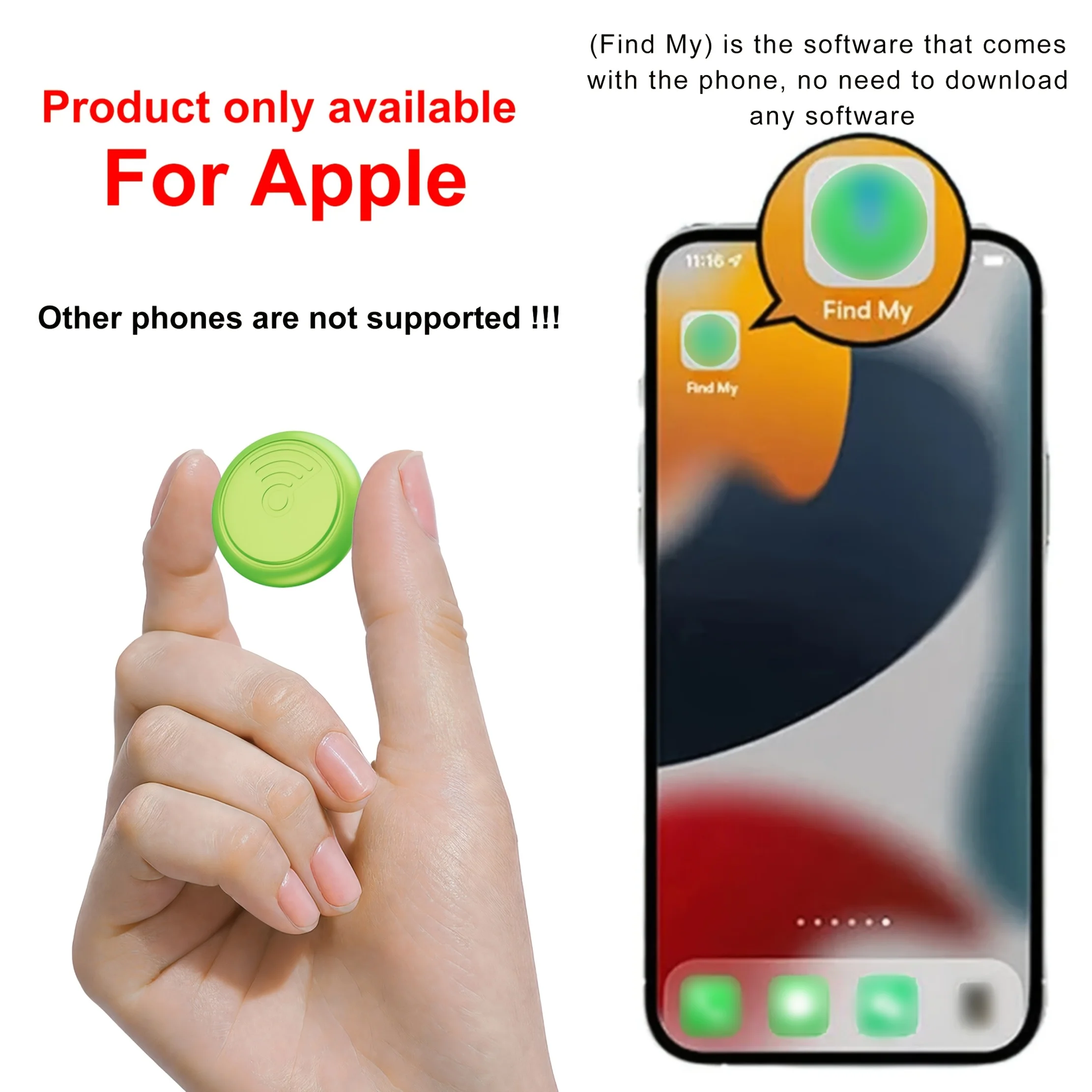 Discreet tracker: one-click locate pets, wallets, keys, elderly & valuables. iPhone wireless. it's for elderly monitoring