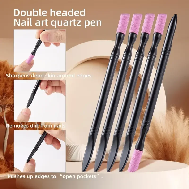 1/5/10pcs-Nail File Cuticle Stone Pusher Nail Sanding Sticks Nail Art Pen Cuticle Remover Trimmer Buffer Manicure Tools