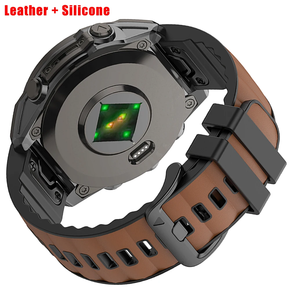 Versatile Silicone Leather Watch Band with Quickfit Bracelet - 22mm/26mm