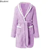 104656-ecb4d1.jpg Robe d'hiver décontractée en peluche pour femmes, couleur unie assortie, Double poche, chemise de nuit à bretelles, peignoir pelucheux, manteaux, vêtements de maison pour dames
