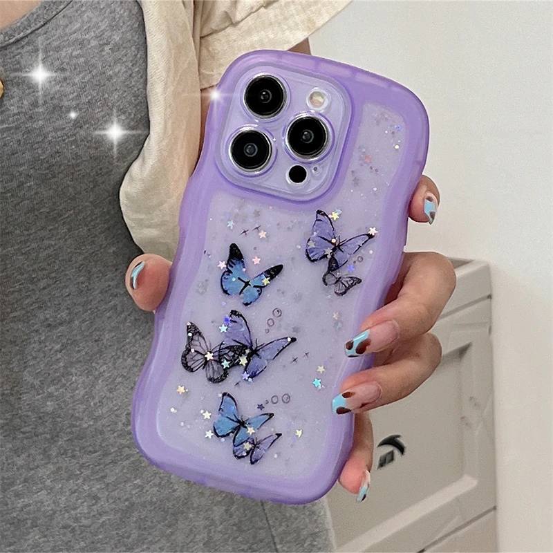 Iphone Xr Purple Butterfly Case Glittery Butterflies Phone Case