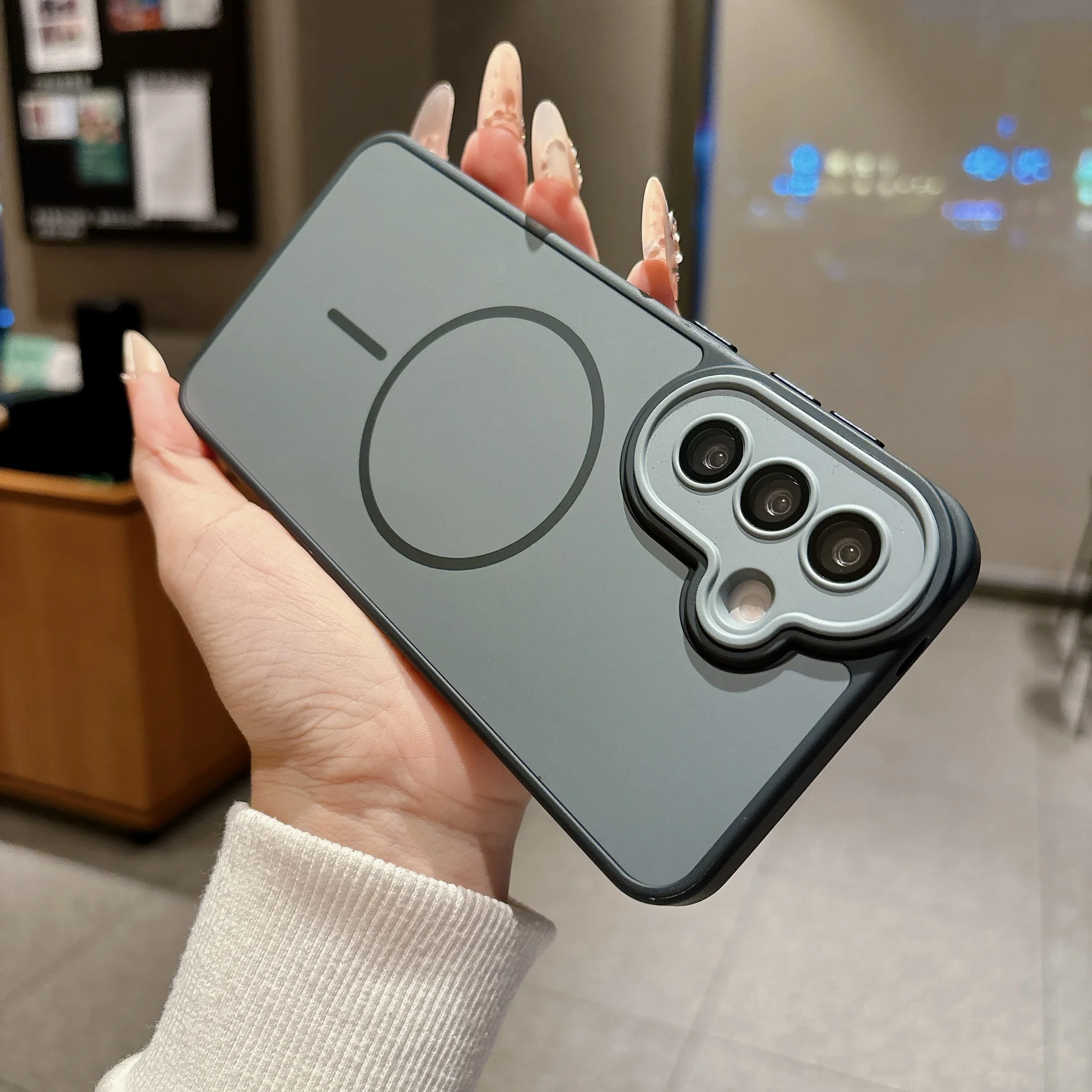 Solid Color Magnetic Charging Shockproof Phone Case with Camera Protection