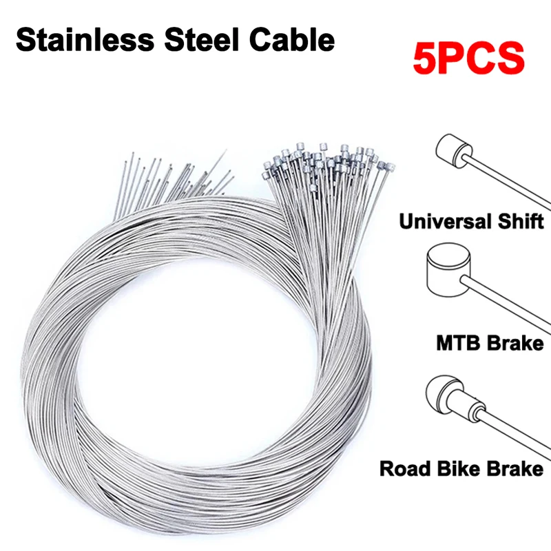 5pcBikeBrakeCablesStainlessSteelBrakeShiftCableWireMountainBicycleBrakeInnerCable