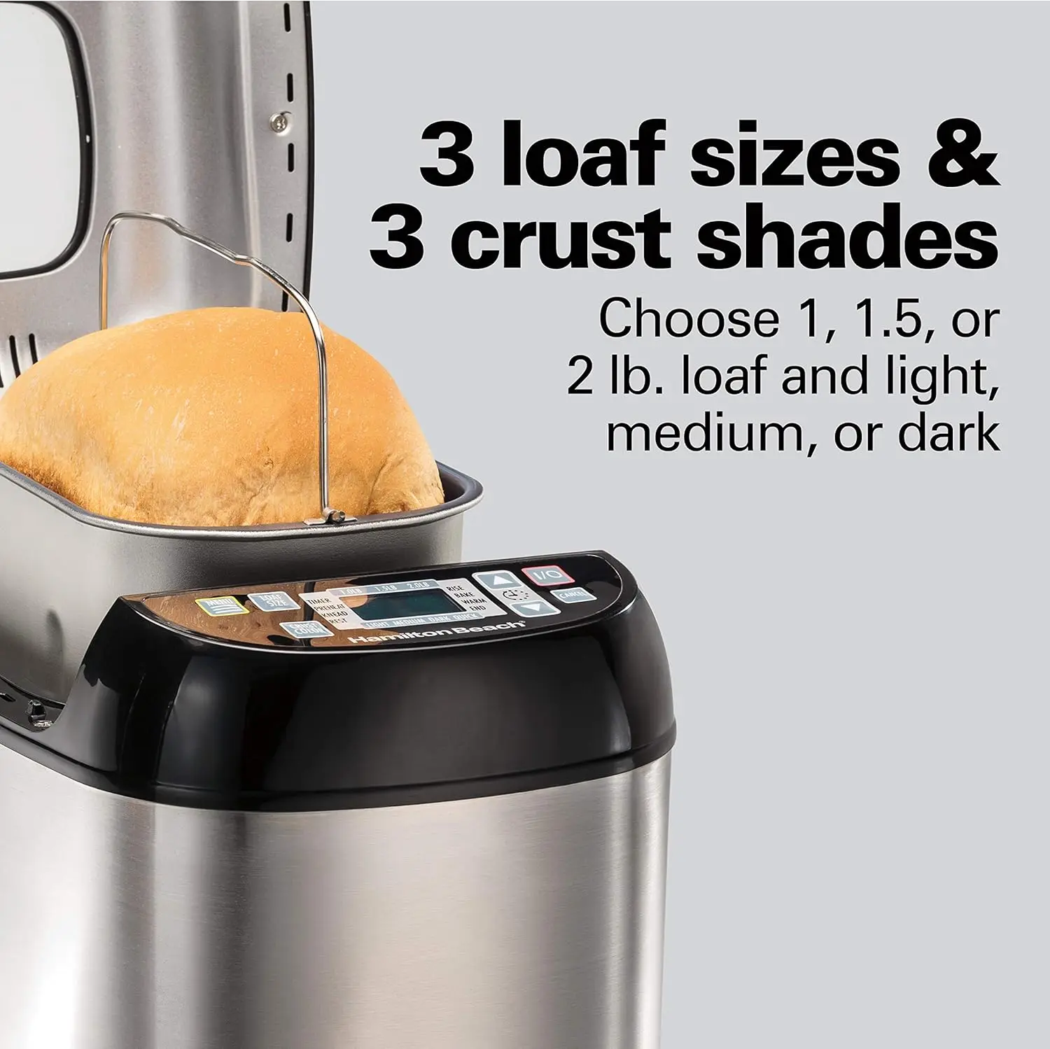 Beach Digital Electric Bread Maker Machine Artisan and Gluten-Free, 2 lbs Capacity, 14 Settings, Black and Stainless Steel 3