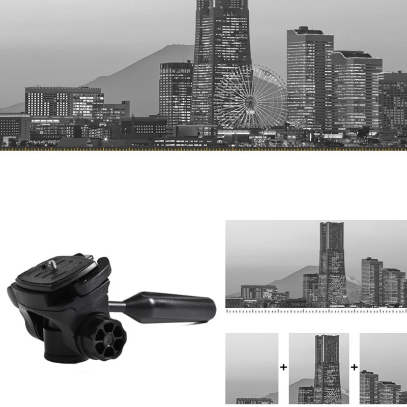 Testa a treppiede, rotazione a 360 ° inclinazione a 90 ° supporto per testa a treppiede tridimensionale con filettatura da 3/8 p - immagine 4