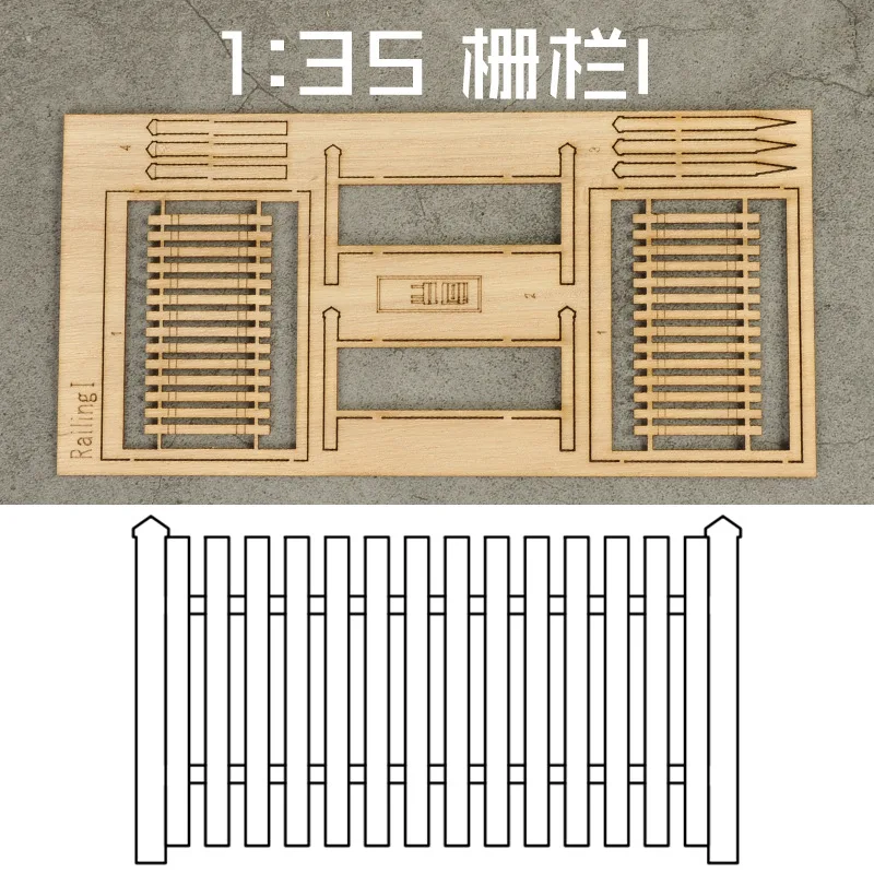 Scale 1:35 Wooden Fence Model Rails Scene Materials for Diy Model Making Military Building Landscape Layout Diorama Kits 4